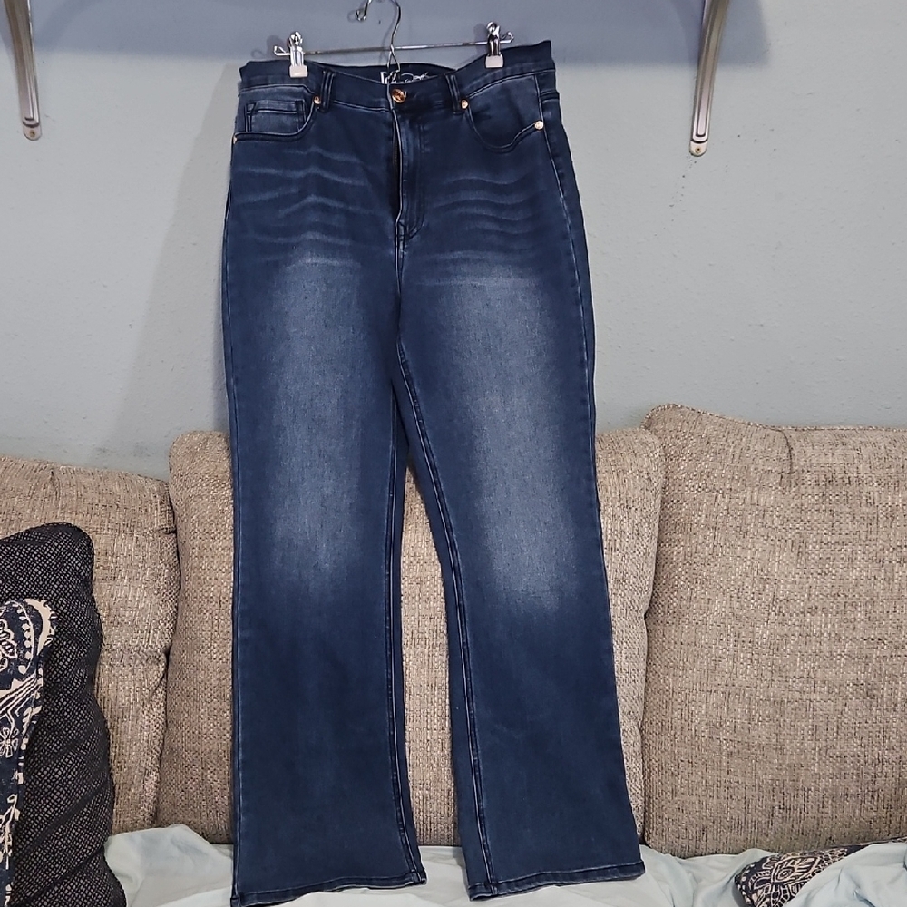 DG2 by Diane Gilman Dark Indigo Wide-Leg Jeans